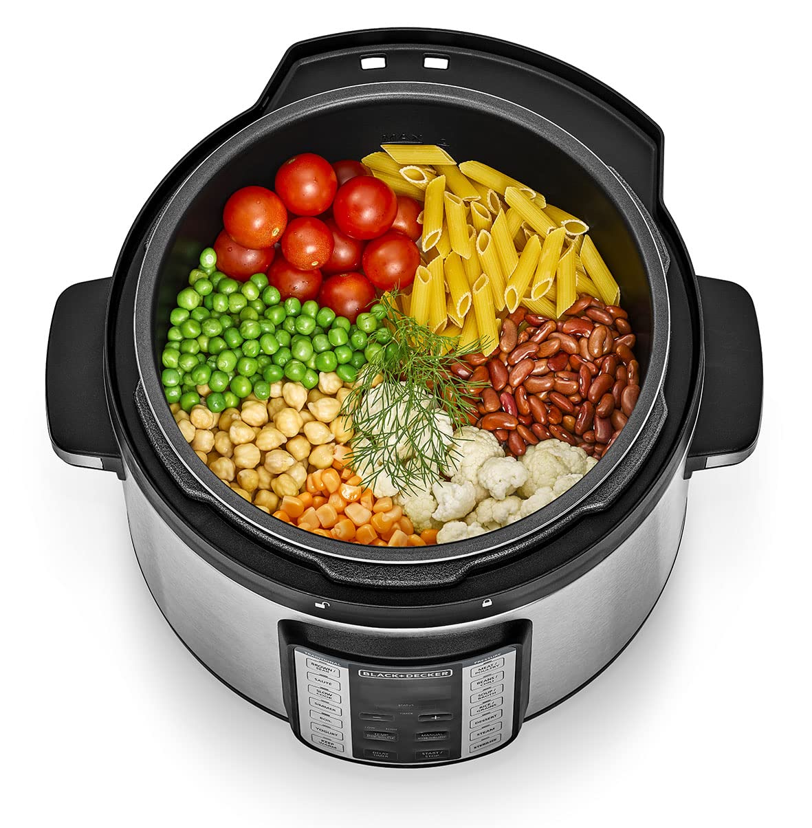 Black & Decker Smart Steam Pot, 1350W Power, 10L, 9 in 1 Usage, 14 Smart Programmable Electric Pressure Cooker وعاء بخار بتصميم انيق من بلاك + ديكر، بقدرة 1350 واط وسعة 10 لتر، طنجرة ضغط كهربائية أنيقة قابلة للبرمجة Black & Decker Smart Steam Pot, 1350W Power, 10L, 9 in 1 Usage, 14 Smart Programmable Electric Pressure Cooker وعاء بخار بتصميم انيق من بلاك + ديكر، بقدرة 1350 واط وسعة 10 لتر، طنجرة ضغط كهربائية أنيقة قابلة للبرمجة